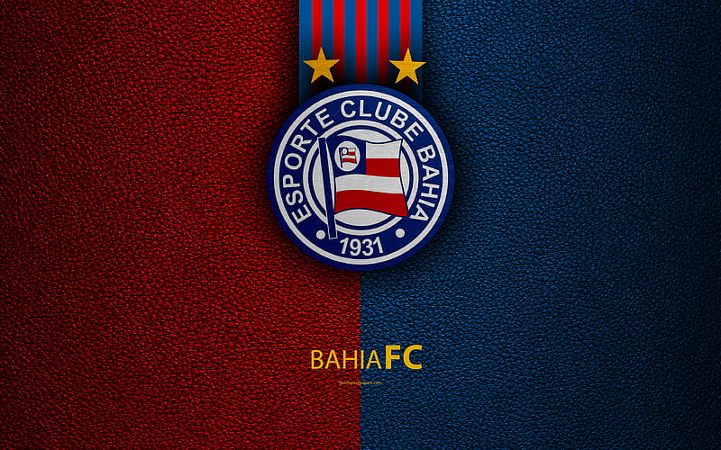 Bahia FC Brazilian football club, Brazilian Serie A, leather texture, emblem, logo, Salvador, Bahia, Brazil, football, HD wallpaper