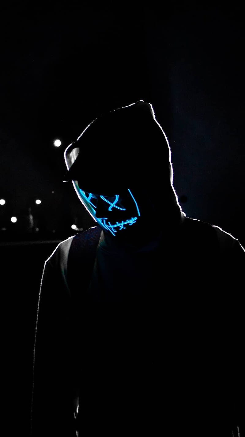 Neon Black, mask, hacker, knight, tokyo, hack, vendetta, rob, style, HD phone wallpaper