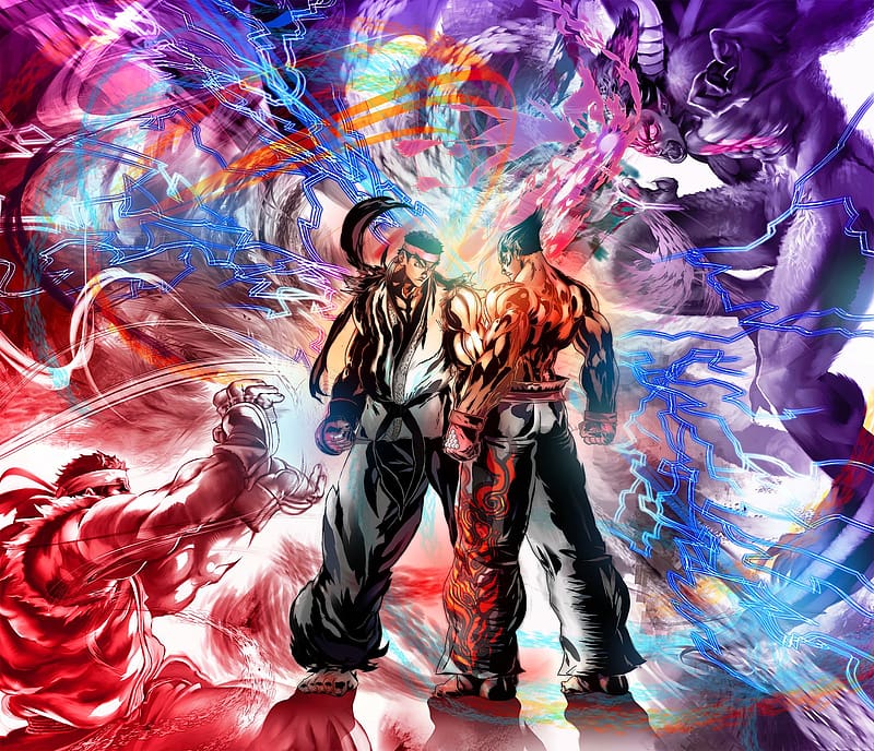 Kazuya and Jin Teeken Vs Ryu And Akuma Street Fighter - Battles