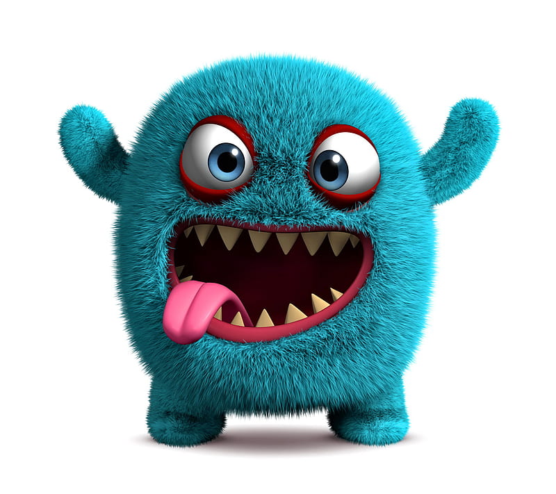 3D Monster, 3d, cute, face, funny, furry, monster, HD wallpaper