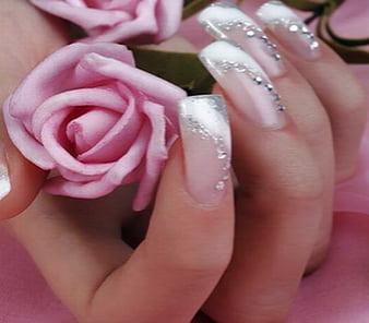 Pink Glitter Nails On White Feather Stock Photo 1145520446