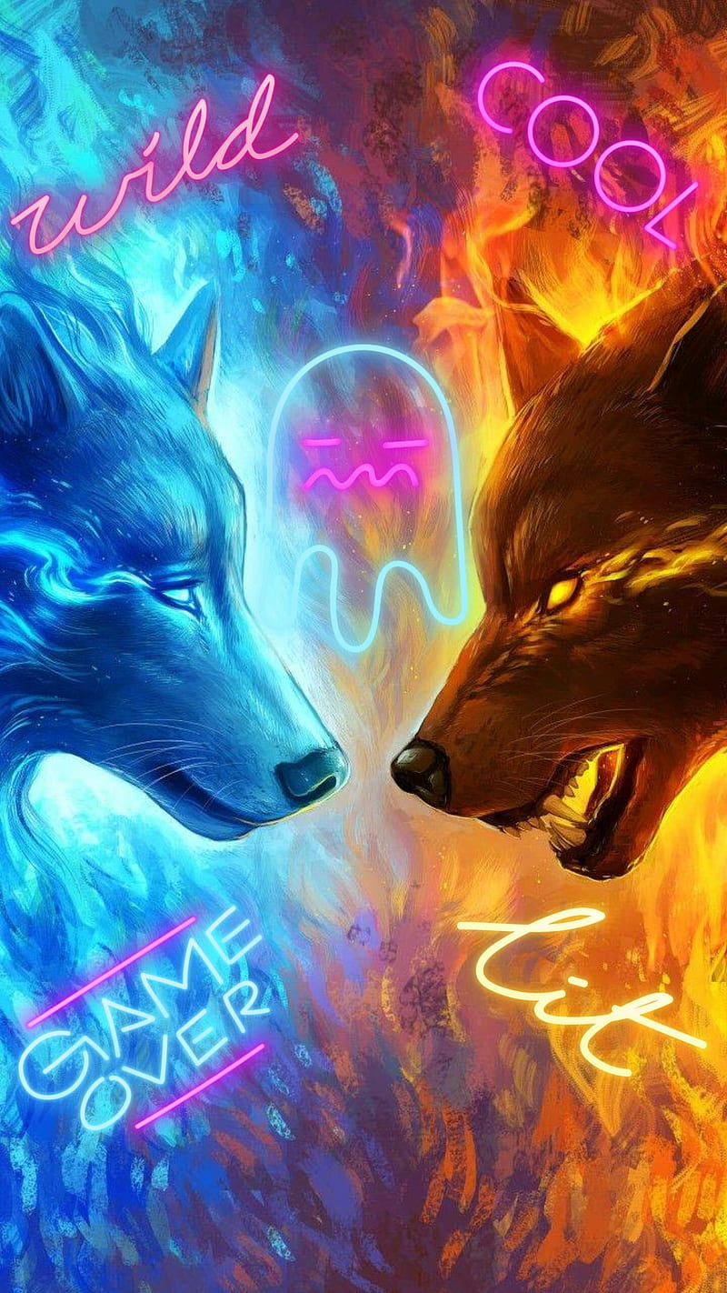 Fire wolf, HD phone wallpaper