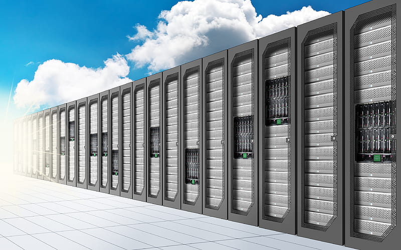 servers, data center cloud technologies, cloud server, Internet, networks, web hosting concepts, HD wallpaper