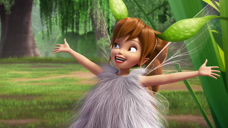 Tinker Bell and the Legend of the NeverBeast (2014), wings, fawn, Tinker Bell and the Legend of the NeverBeast, movie, redhead, cute, fantasy, green, funny, white, fairy, disney, HD wallpaper