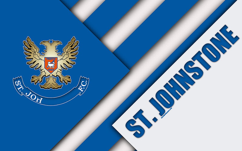 Saint Johnstone FC material design, Scottish football club, logo, blue white abstraction, Scottish Premiership, Perth, Scotland, football, HD wallpaper