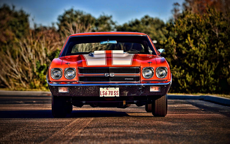 Chevrolet Chevelle SS, front view, 1968 cars, retro cars, 1968 Chevrolet Chevelle, muscle cars, american cars, Chevrolet, HD wallpaper
