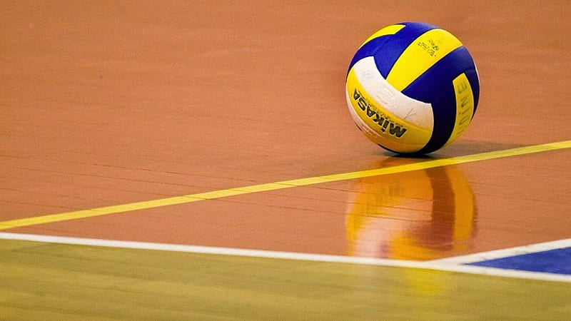 Yellow Blue White Volleyball On Court Floor With Reflection Volleyball, HD  wallpaper | Peakpx