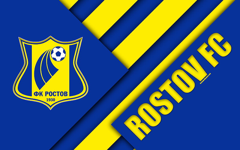 FC Rostov material design, blue yellow abstraction, logo, Russian football club, Rostov-on-Don, Russia, football, Russian Premier League, HD wallpaper