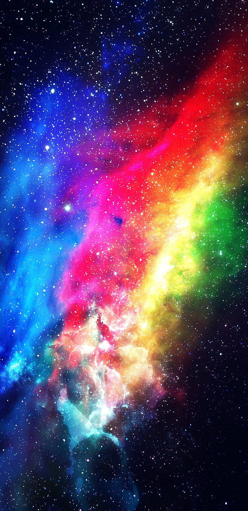 Rainbow Galaxy, color, nebula, science, sky, space, stars, HD phone wallpaper