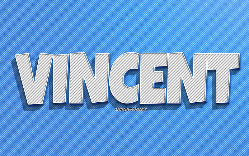 Vincent, blue lines background, with names, Vincent name, male names, Vincent greeting card, line art, with Vincent name, HD wallpaper