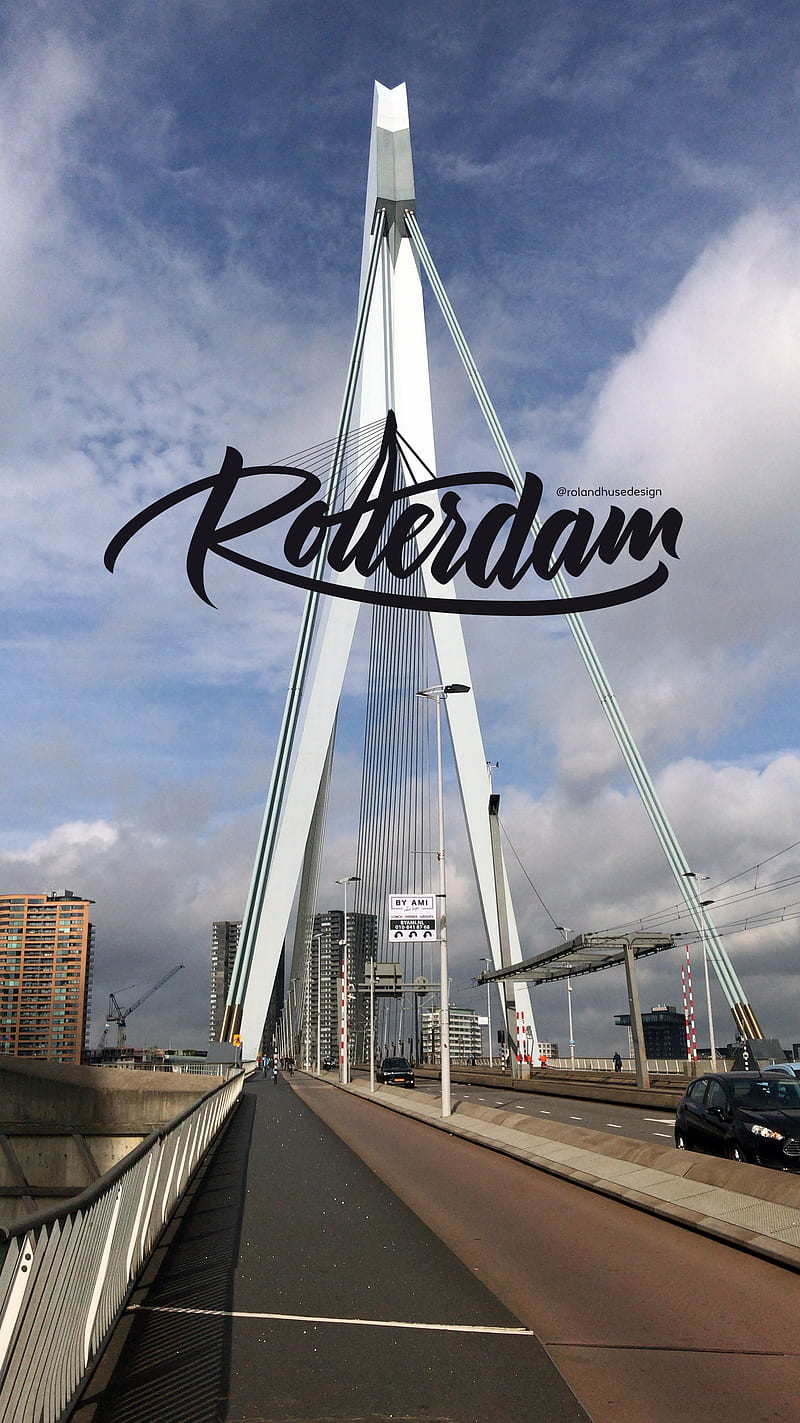Rotterdam lock scr, lock screen iphone, lock screen, the swan, erasmus bridge, bridge, city logo, HD phone wallpaper
