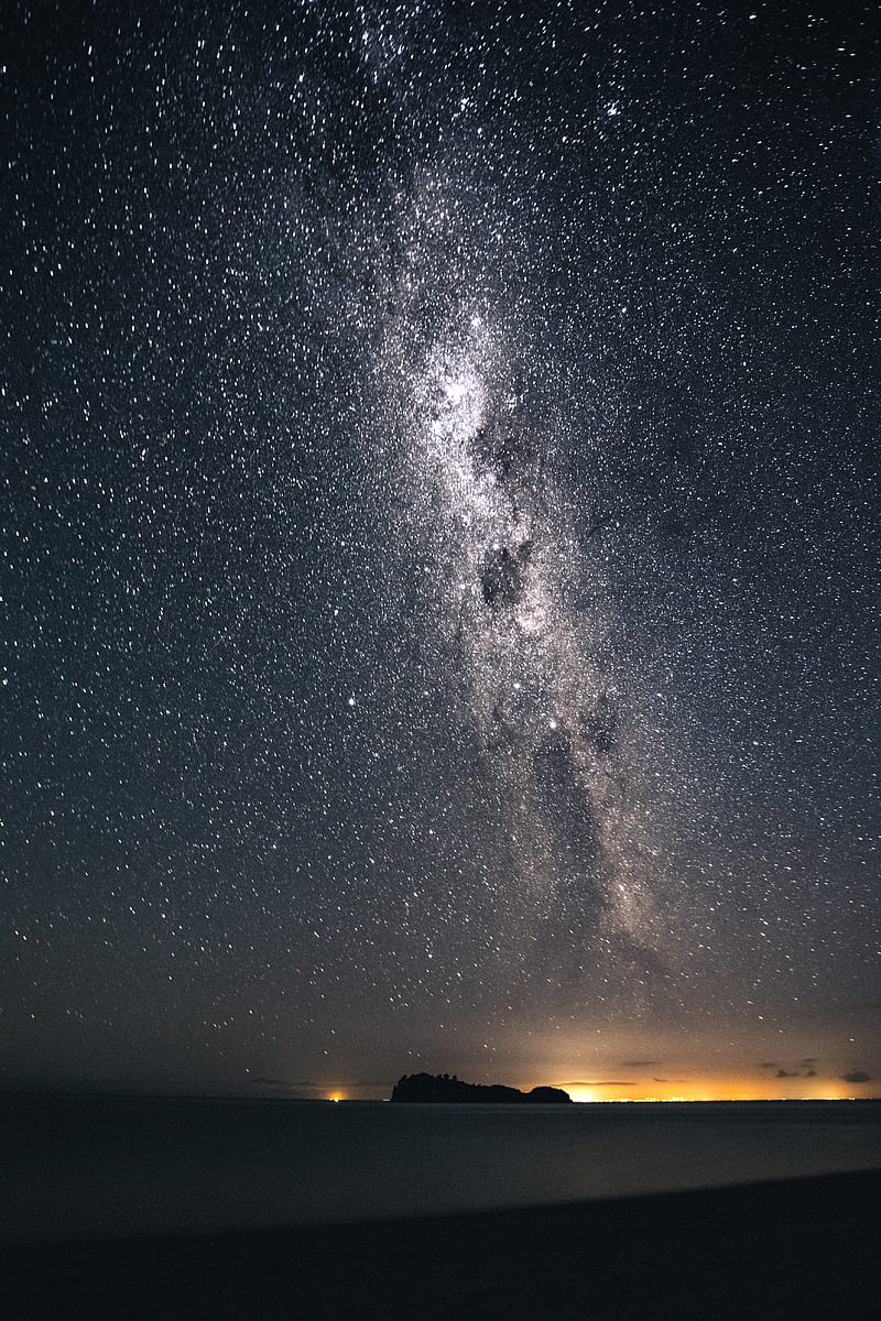 milky way, stars, sky, night, island, landscape, HD phone wallpaper