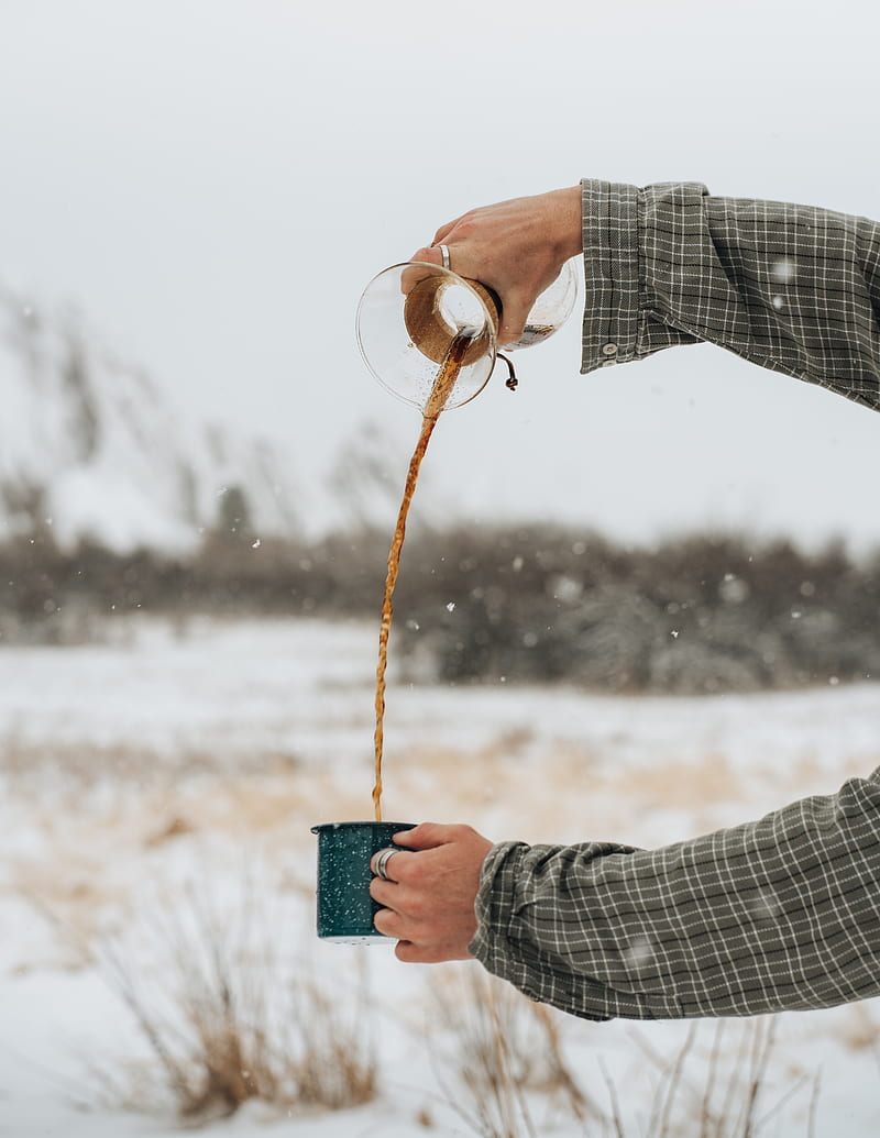 hands, mug, coffee, snow, winter, HD phone wallpaper