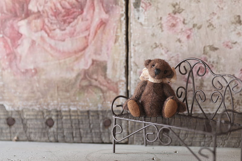 Man Made, Stuffed Animal, Bench, Teddy Bear, Toy, HD wallpaper