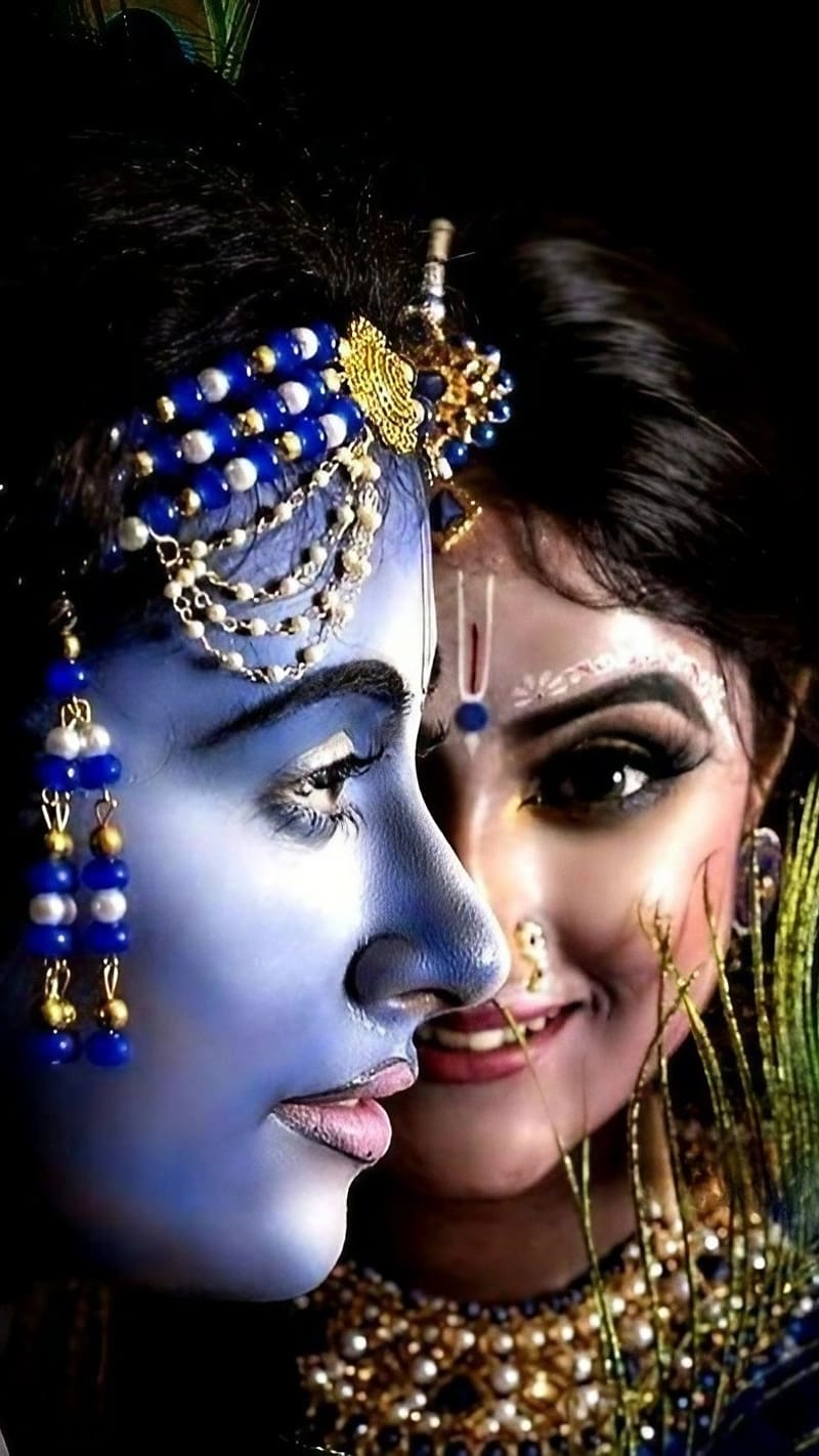 Silhouette painting of Radha Krishna