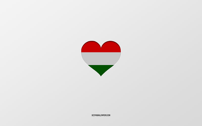 I Love Hungary, European countries, Hungary, gray background, Hungary flag heart, favorite country, Love Hungary, HD wallpaper