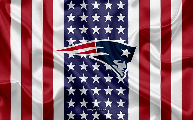 New England Patriots, , logo, emblem, silk texture, American flag, American football club, NFL, Boston, Massachusetts, USA, National Football League, american football, silk flag for with resolution . High, HD wallpaper