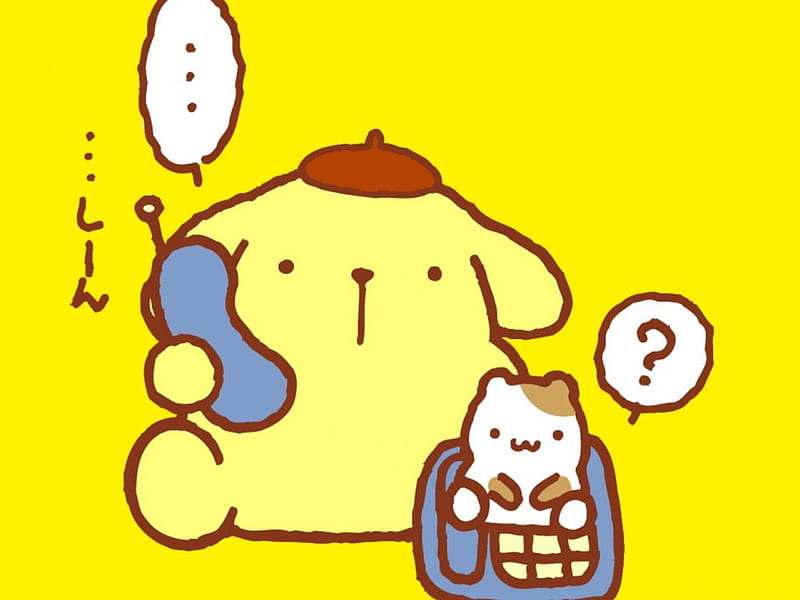 Pom Pom Purin, Cute, Yellow, Dog, Cat, Phone, Kawaii, HD wallpaper