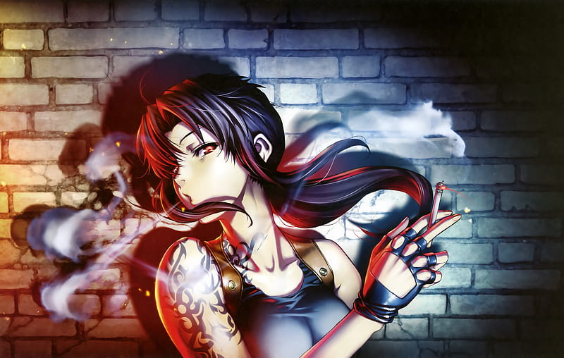 Black Lagoon Anime Girl Smoking , anime-girl, anime, artist, artwork, digital-art, smoking, HD wallpaper