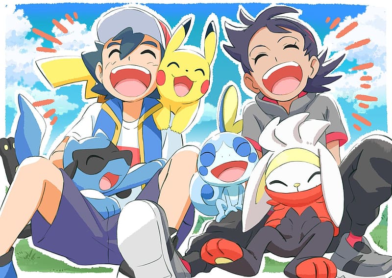Anime, Pokémon, Pikachu, Ash Ketchum, Riolu (Pokémon), Sobble (Pokémon), Goh (Pokémon), Raboot (Pokémon), HD wallpaper