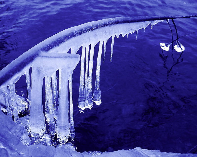 natures sculpture, graphy, water, ice, blue, winter, cold, HD wallpaper