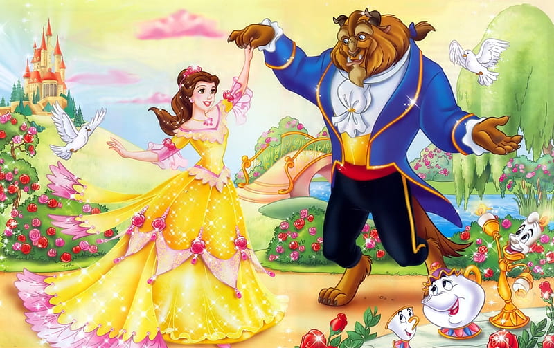 Belle & The Beast~, Belle, colorful, Disney, movie, fairy tale, romance,  prince, HD wallpaper | Peakpx