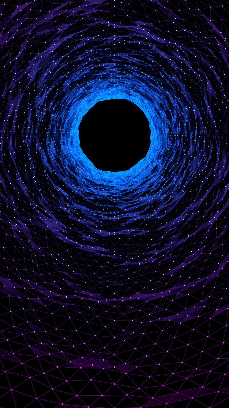 Void, abstract, amoled, black hole, blue, dark, higgsas, matrix, purple, simple, wormhole, HD phone wallpaper