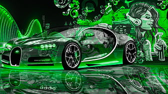 green and black bugatti