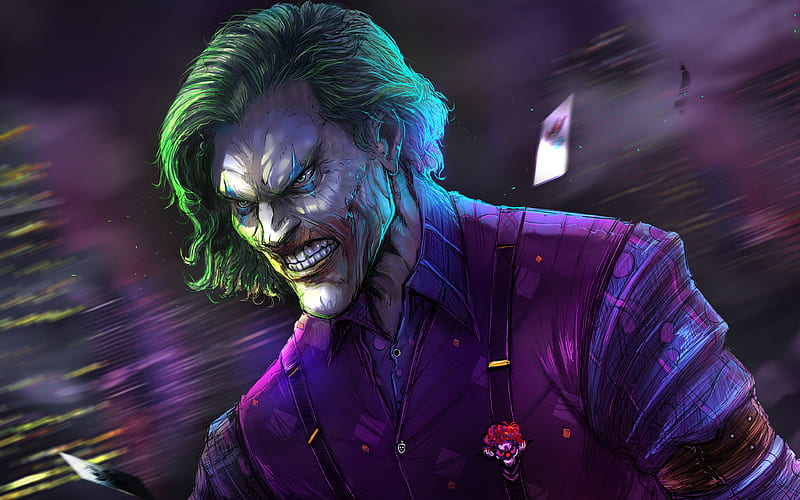 Angry Joker, artwork, anti-hero, evil joker, creative, superheroes, antagonist, joker, HD wallpaper