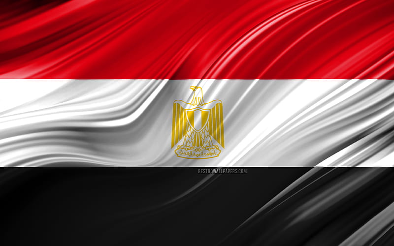 Egyptian flag, African countries, 3D waves, Flag of Egypt, national symbols, Egypt 3D flag, art, Africa, Egypt, HD wallpaper
