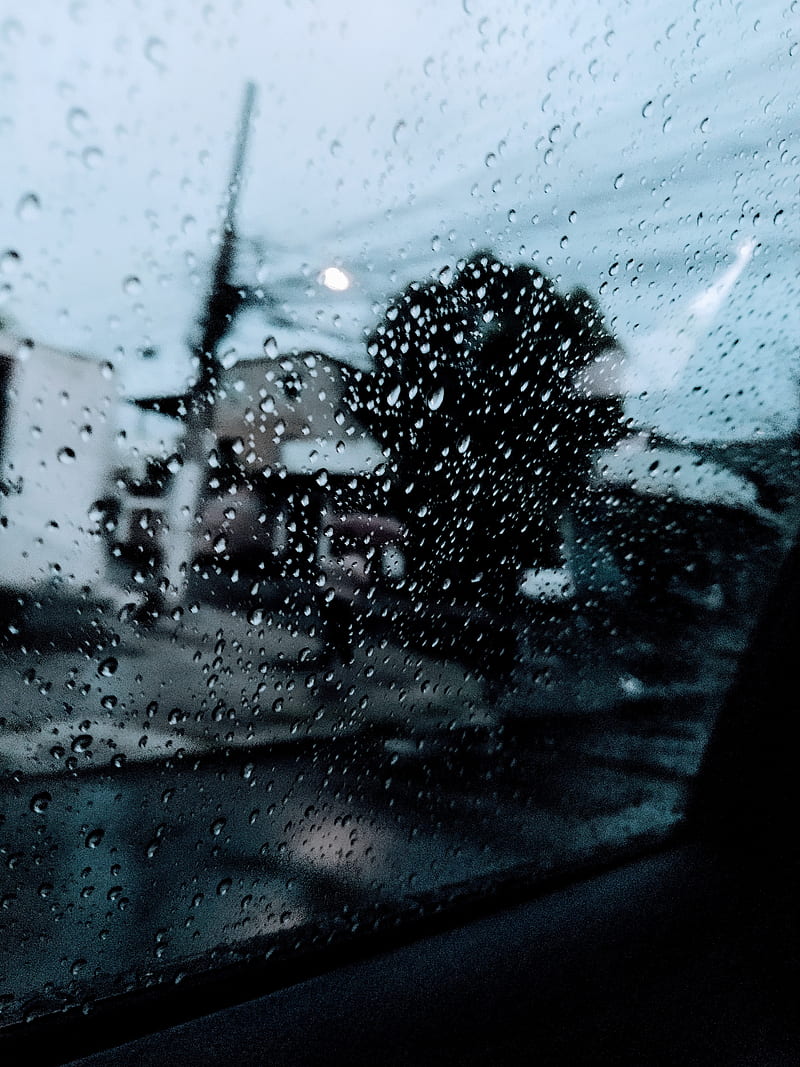 Raindrops on my car, landscape, rain, HD phone wallpaper
