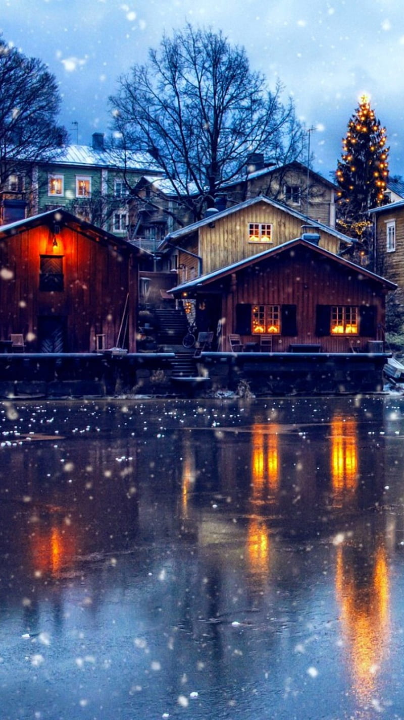 Winter Village, nature, snowy, HD phone wallpaper | Peakpx