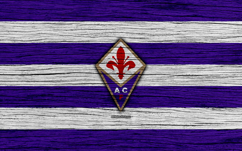 Fiorentina Serie A, logo, Italy, wooden texture, FC Fiorentina, soccer, football, Fiorentina FC, HD wallpaper