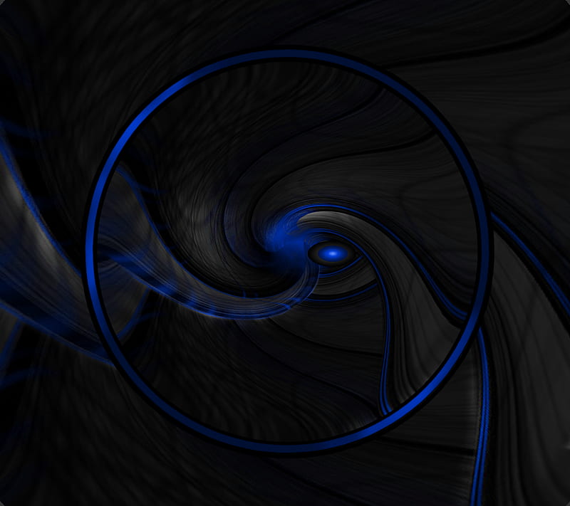 Black Blue Circle, abstract, black, blue, circle, HD wallpaper