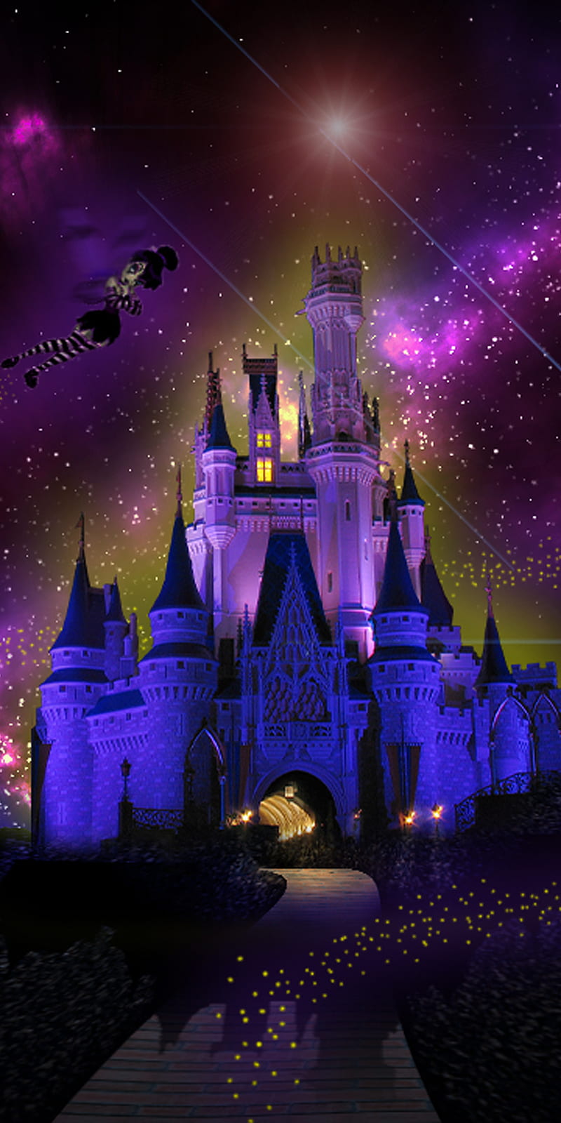 Disney Dreams Disney Land Disney World Goth Tinkerbell Magic Kingdom Nebula Hd Mobile Wallpaper Peakpx