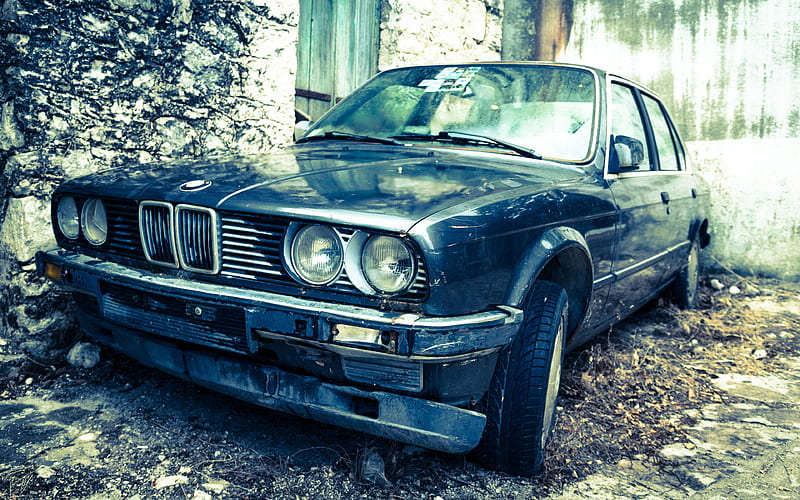 Abandoned BMW M3 E30, german cars, BMW E30, abandoned cars, BMW, black E30, BMW M3, HD wallpaper