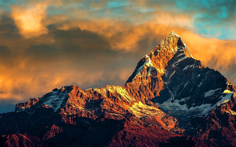 Himalaya, mountain, sky, snow, peak, HD wallpaper