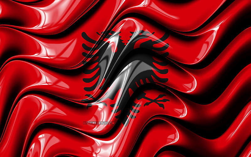 Albanian flag Europe, national symbols, Flag of Albania, 3D art, Albania, European countries, Albania 3D flag, HD wallpaper