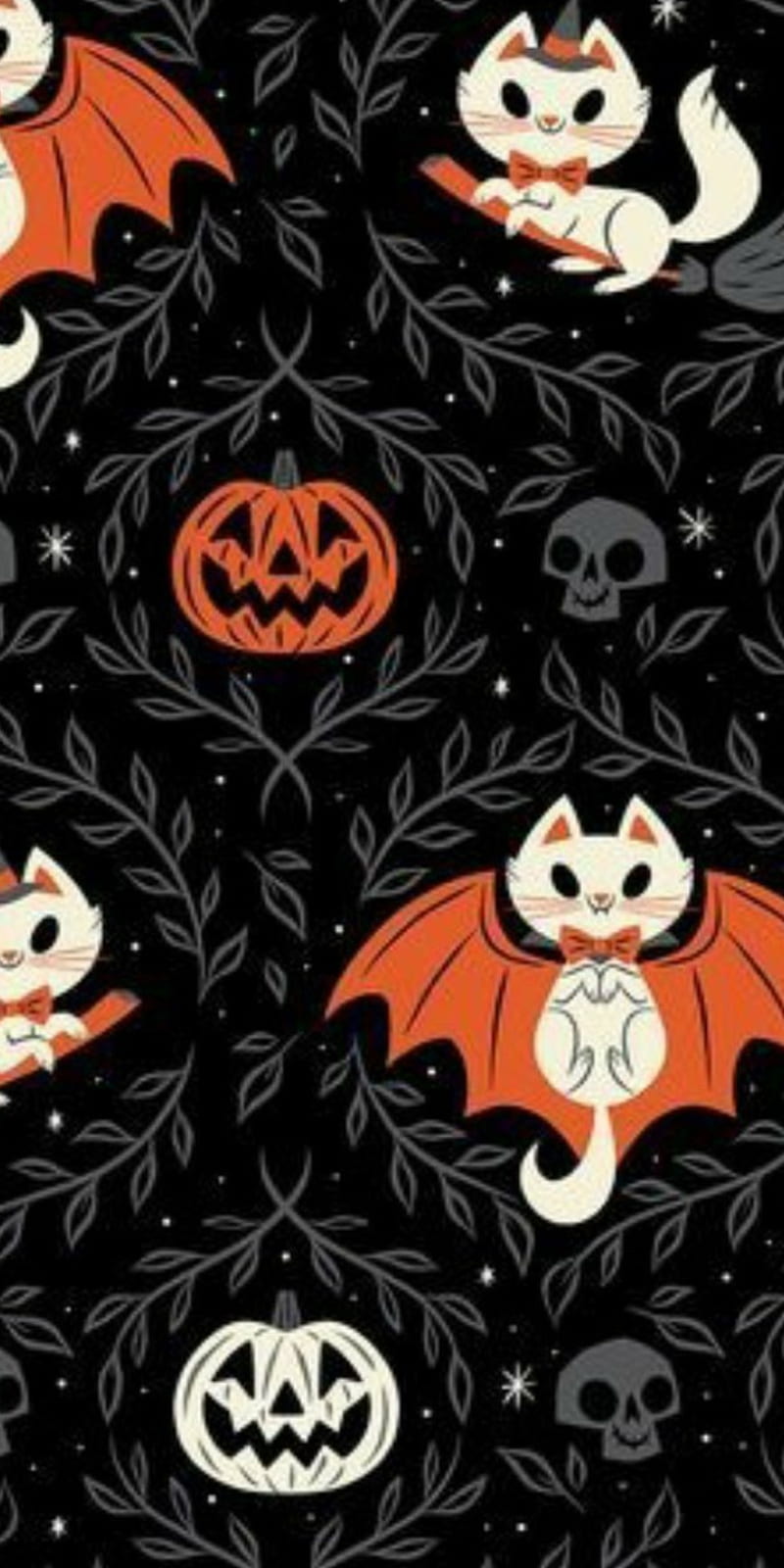 Batcat, bat, black, cat, designs, halloween, holiday, jack, jack-o-lantern, orange, pumpkin, HD phone wallpaper