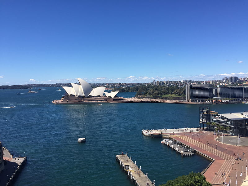 Opera house Sydney, australia, blue, landscape, opera house, sky, skyline, sydney, water, HD wallpaper