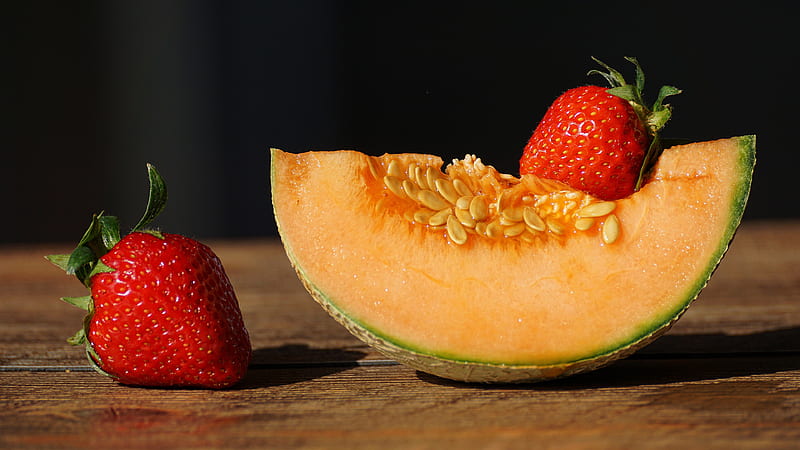Fruits, Melon, Berry, Strawberry, HD wallpaper