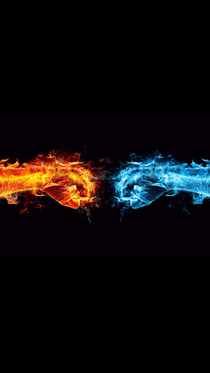 Fire And Water fire, full , hands, super amoled, ultra , water, HD phone wallpaper