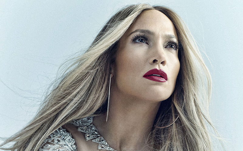 Jennifer Lopez, JLo, portrait, makeup, shoot, gray shiny dress, american singer, american actress, popular singers, HD wallpaper