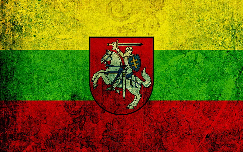 Lithuanian flag, grunge, flag of Lithuania, flags, Lithuania flag, HD wallpaper