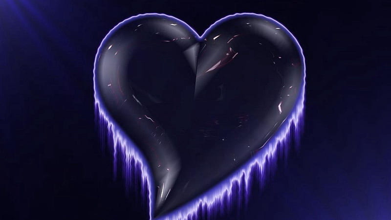 heart, paint, lines, black background full , tv, f, background, Black and Blue Hearts, HD wallpaper