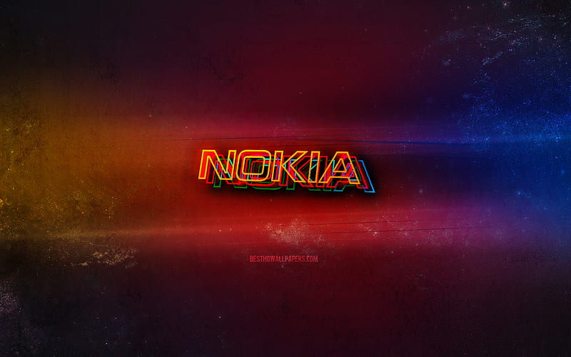 Nokia logo, light neon art, Nokia emblem, Nokia neon logo, creative art, Nokia, HD wallpaper