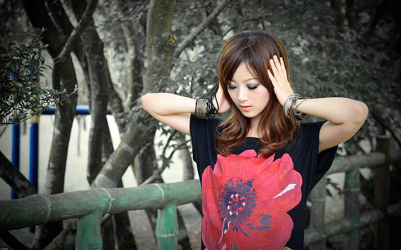 Taiwan beautiful girl fruit 08, HD wallpaper