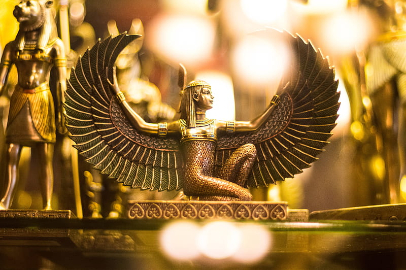 Egypt Golden Isis Statue, HD wallpaper