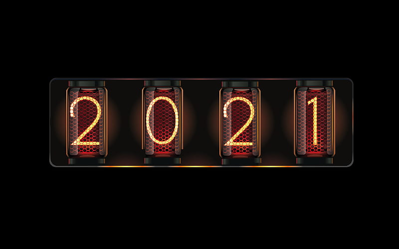 2021 Edison lamps, 2021 New Year, 2021 lamps background, 2021 concepts, Happy New Year 2021, creative art, HD wallpaper