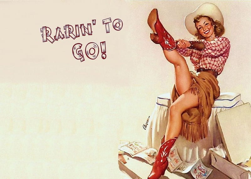 Cowgirl Pin Up, art, female, westerns, boots, fun, women, hat, rodeo, cowgirls, famous, girls, drawings, HD wallpaper